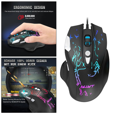 PC RGB Wired Gaming Mouse 6400 DPI Gamer Mice for Home Office Comfortable