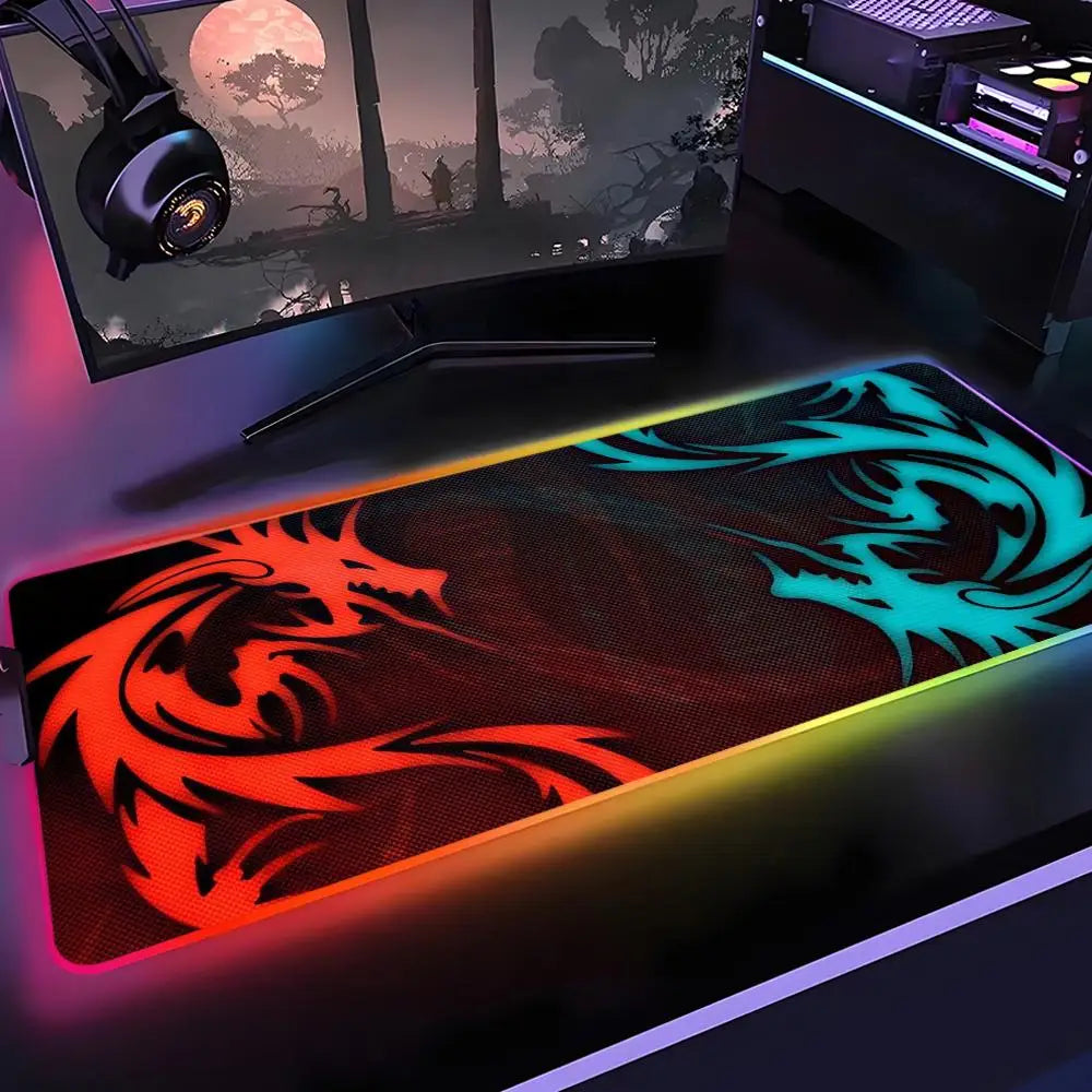 M-MSI Logo Mouse Pad Gamer Rgb Desk Mat Back Light Led Mousepad Setup Gaming Accessories Deskmat Big Mousepad Backlight