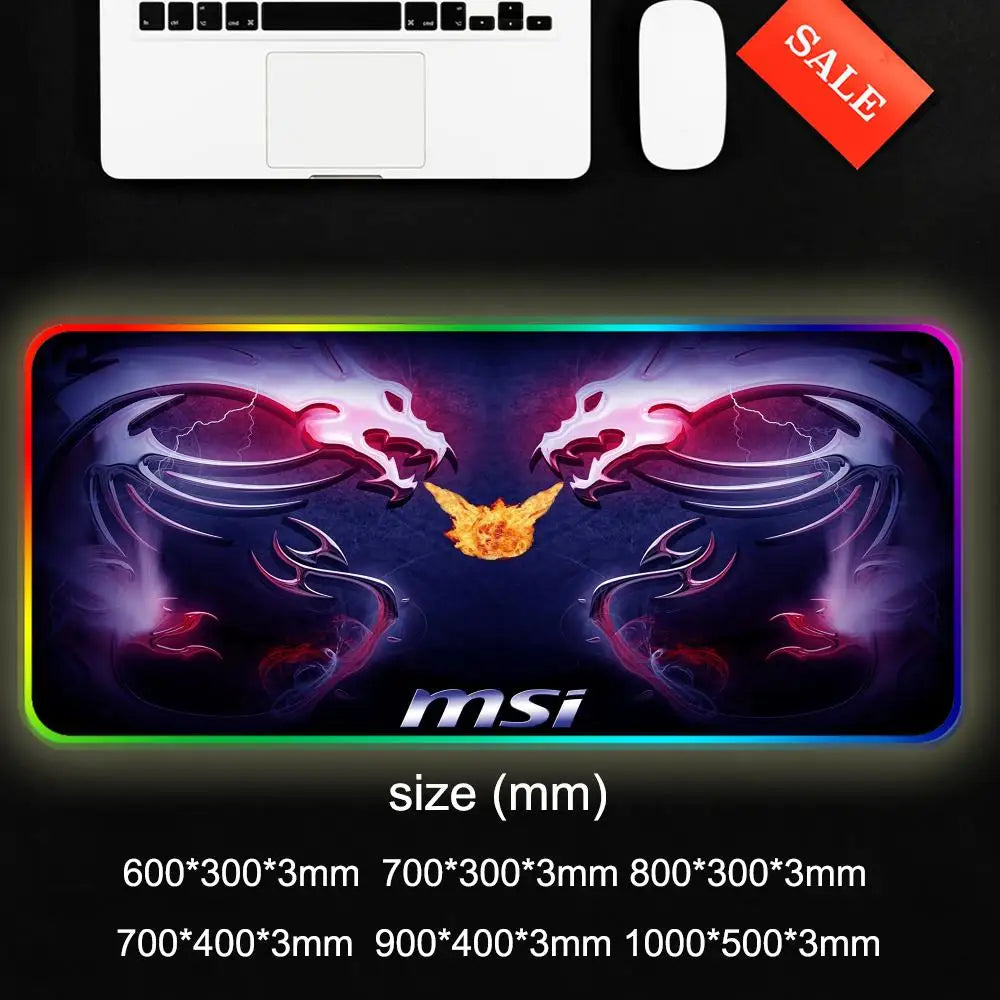 M-MSI Logo Mouse Pad Gamer Rgb Desk Mat Back Light Led Mousepad Setup Gaming Accessories Deskmat Big Mousepad Backlight