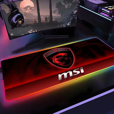 M-MSI Logo Mouse Pad Gamer Rgb Desk Mat Back Light Led Mousepad Setup Gaming Accessories Deskmat Big Mousepad Backlight