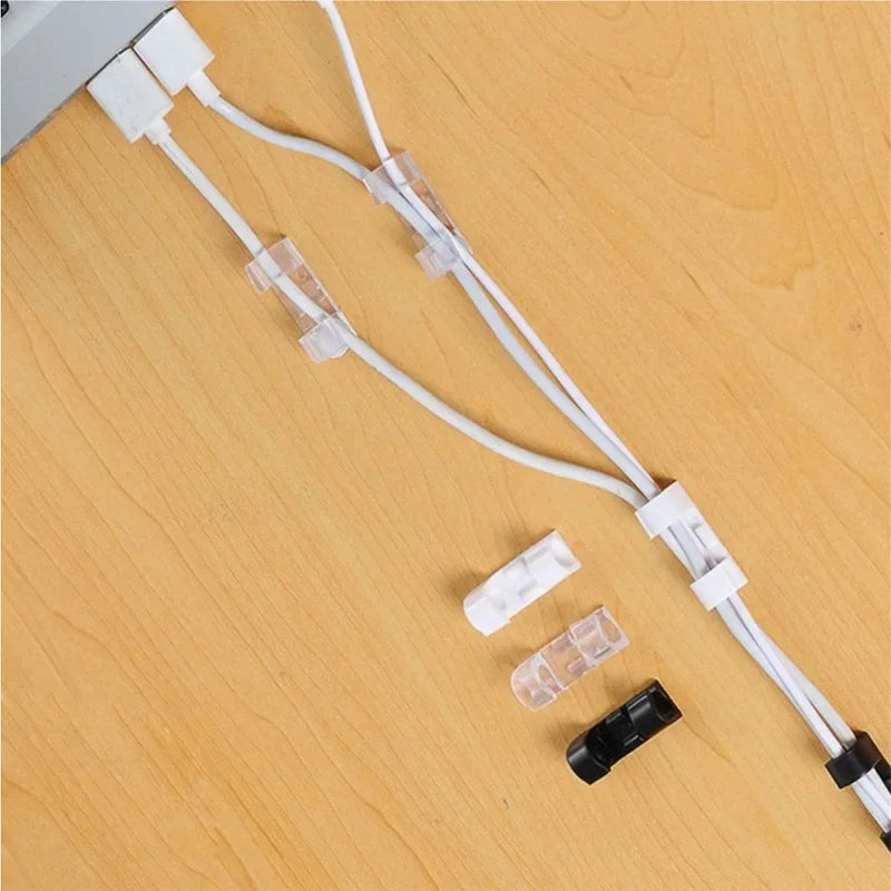 20PCS Cable Clips Organizer Self-Adhesive Drop Wire Holder Cord Management Tidy Fixed Clamp for TV PC Wire Cable Home Office