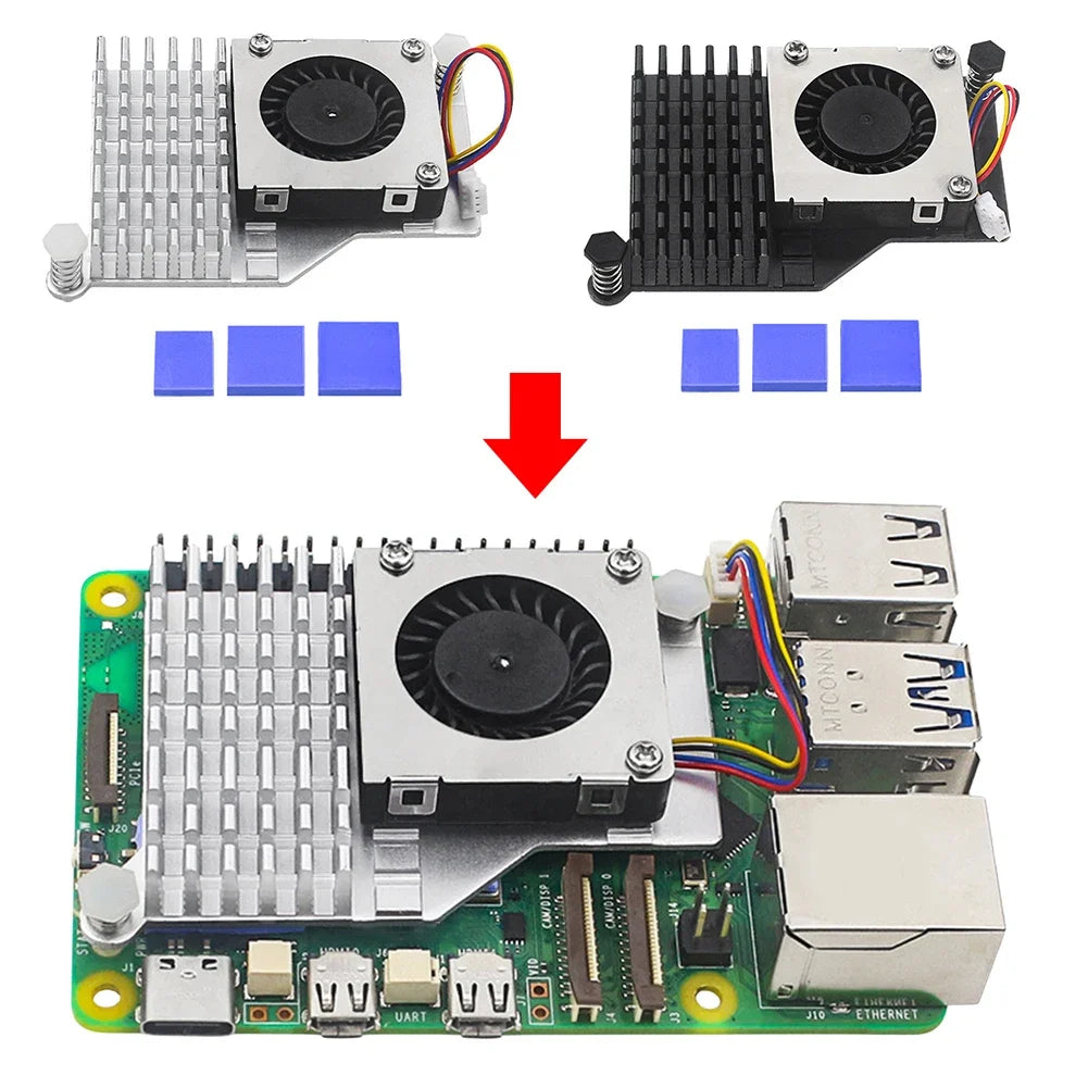 For Raspberry Pi 5 Active Cooler Official Fan Heatsink Compatible Holder Metal Heatsink Radiator Cooling Radiator