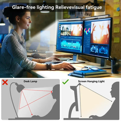 LED Monitor Light Bar RGB Desk Lamp Dimmable Office Eye-caring Table Lamps  for Study Reading Computer Screen Hanging Light 44cm