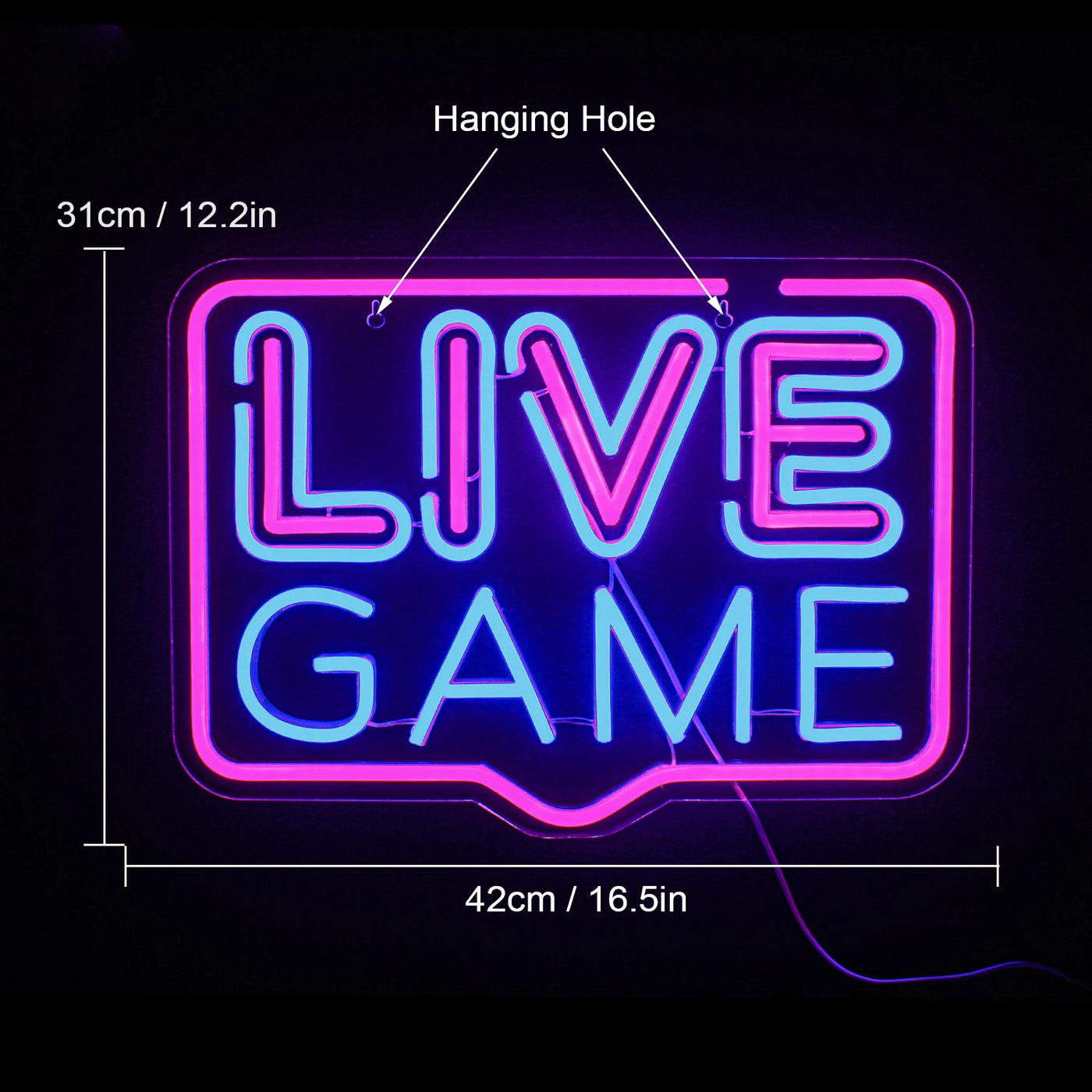 Live Game Neon Sign Pink Blue Led Neon Lights USB Light Up Signs for Game Room Club Party Live Gamers Teens Gift Wall Decor Neon