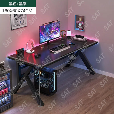 cheap modern simple gaming table and chair set with shelf for home computer gaming desk standing room decoration