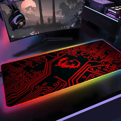 M-MSI Logo Mouse Pad Gamer Rgb Desk Mat Back Light Led Mousepad Setup Gaming Accessories Deskmat Big Mousepad Backlight