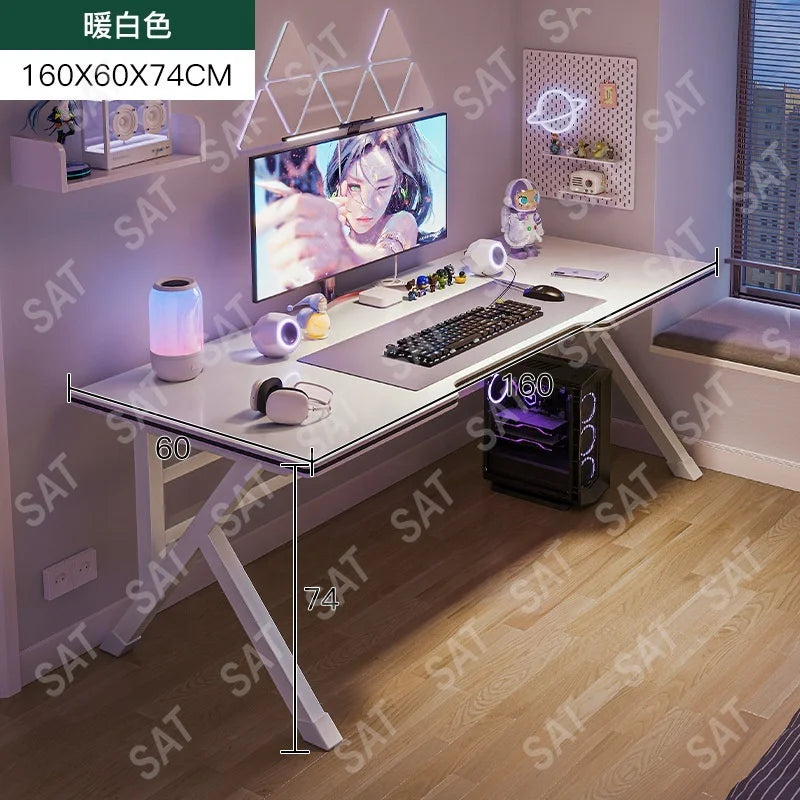 cheap modern simple gaming table and chair set with shelf for home computer gaming desk standing room decoration