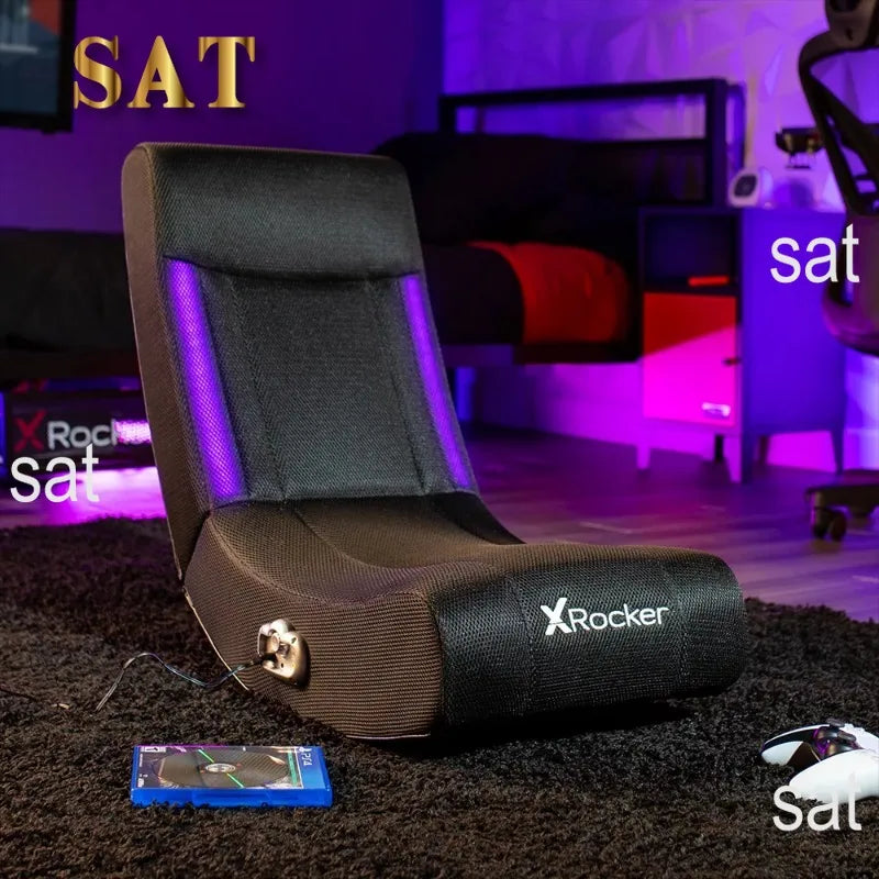 Solo RGB Floor Rocker Gaming Chair, Black Mesh 29.33 in x 14.96 in x 24.21 in