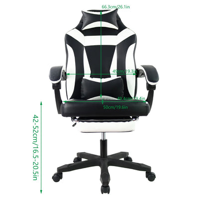 KKTONER Ergonomic Gaming Chair for E-Sport Racing Computer Swivel Height Adjustable with Armrest High Back Headrest and Lumbar