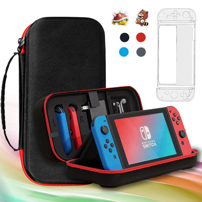 For Switch/OLED Console Compatible Carrying Case Set - Hard Portable Protective Travel Case w/ Clear Case 2in1 Set