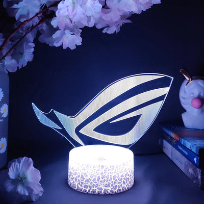 ROG Logo LED Gaming Setup Table Lamp Cool Birthday Gift Republic of Gamers Night Lamp RGB Flashing Desktop Room Decoration