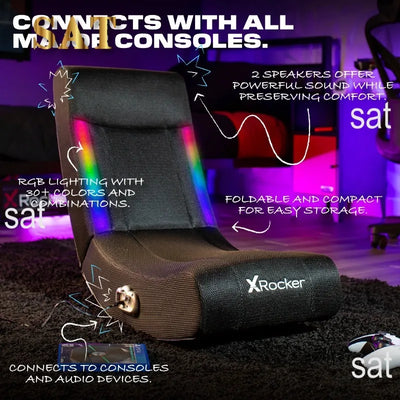 Solo RGB Floor Rocker Gaming Chair, Black Mesh 29.33 in x 14.96 in x 24.21 in