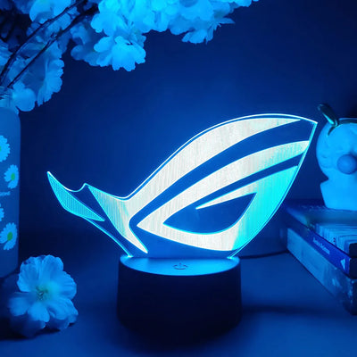 ROG Logo LED Gaming Setup Table Lamp Cool Birthday Gift Republic of Gamers Night Lamp RGB Flashing Desktop Room Decoration