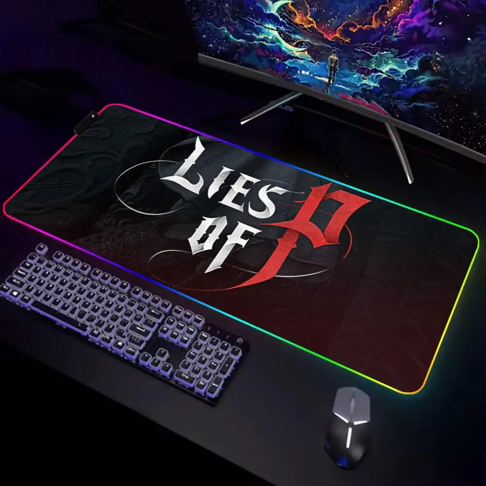 Skin Game Lies Of P Mouse Pad Gamer Rgb Desk Mat Back Light Led Mouse Setup Gaming Accessories Deskmat Big Mousepepad Backlight