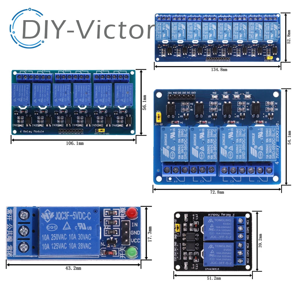 1 2 4 6 8 Channel DC 5V 12V Relay Module with Optocoupler