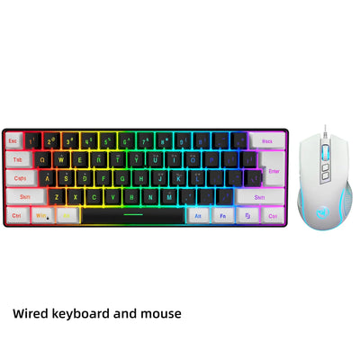 Keyboard and mouse 60% computer gaming combo kit pc Backlit wired keyboards mice kit office combos de promoção Ergonomic teclado