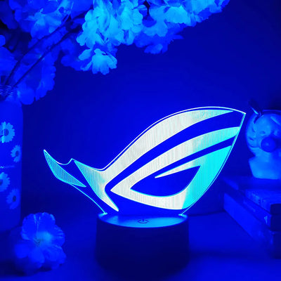 ROG Logo LED Gaming Setup Table Lamp Cool Birthday Gift Republic of Gamers Night Lamp RGB Flashing Desktop Room Decoration