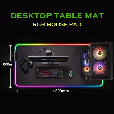 Led Light Mats Gamepad Extra Large Mouse Pad 120x60cm Speed Setup Gaming Desk Mat Notebooks Gamer Mousepad Dragon ROG Rgb for Pc