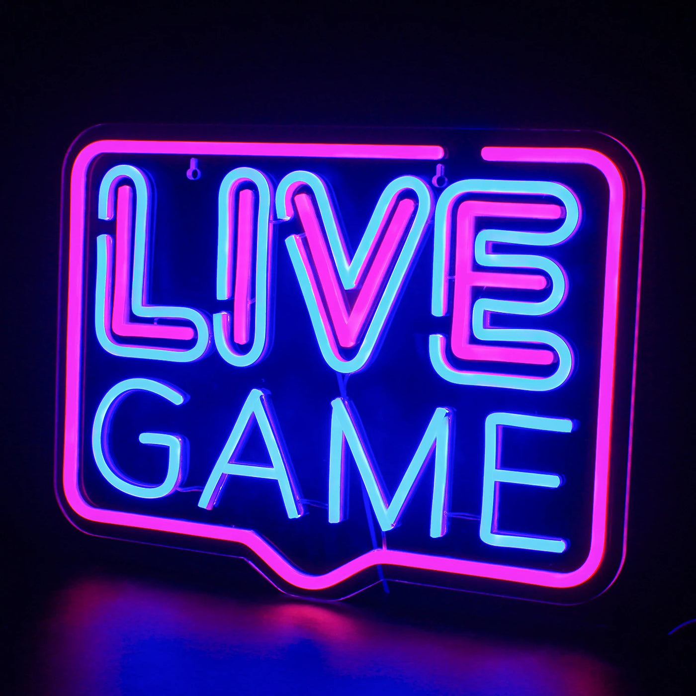 Live Game Neon Sign Pink Blue Led Neon Lights USB Light Up Signs for Game Room Club Party Live Gamers Teens Gift Wall Decor Neon