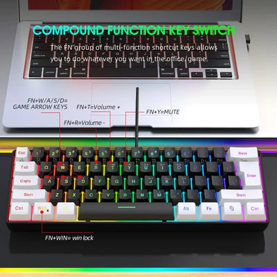 Keyboard and mouse 60% computer gaming combo kit pc Backlit wired keyboards mice kit office combos de promoção Ergonomic teclado