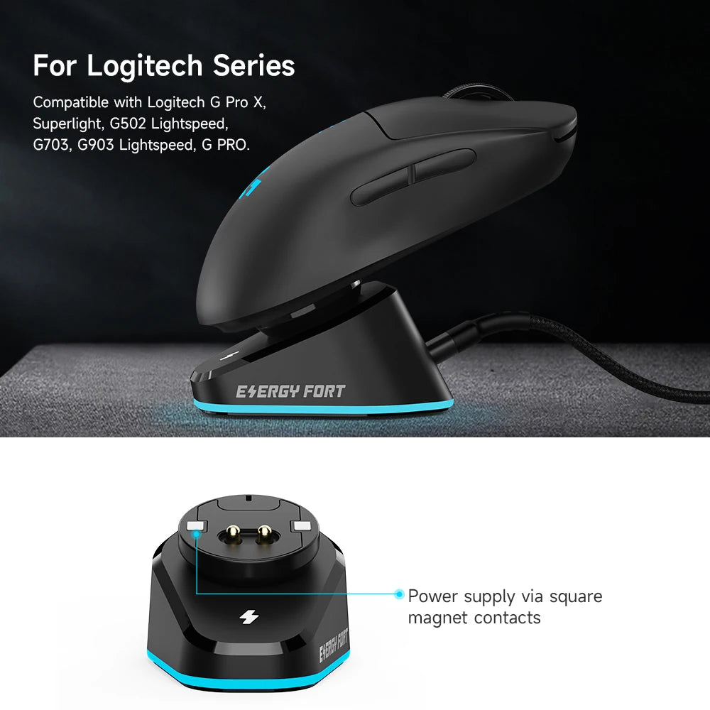 Gaming Mouse Charger For Logitech G PRO Wireless X Superlight 2 DEX G502 X Plus G703 G903 HERO Pro2 Lightspeed Mice Dock Station