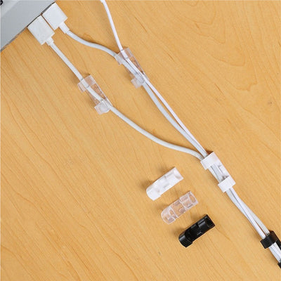 20PCS Cable Clips Organizer Self-Adhesive Drop Wire Holder Cord Management Tidy Fixed Clamp for TV PC Wire Cable Home Office