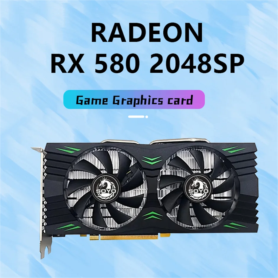 USED AXSNOW Gaming Graphics Card AMD RX580 8GB GDDR5 256Bit PCI Express 3.0 ×16 Radeon GPU Computer Video Card placa de video