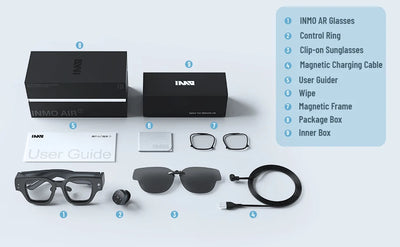 INMO Air2 AR Glasses Wireless Smart Glasses Dual Screen Touch with Control Ring ChatGPT AI Assistant Real Time Translation