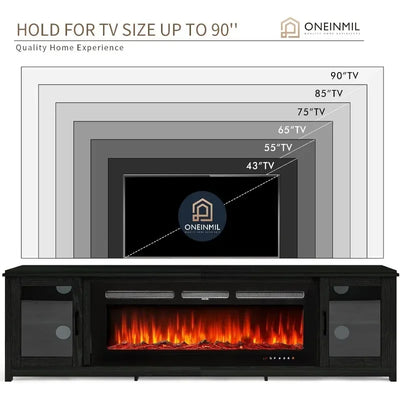 oneinmil TV Stand with 50" Fireplace, 80" Modern Fireplace Entertainment Center,TV Console Cabinet