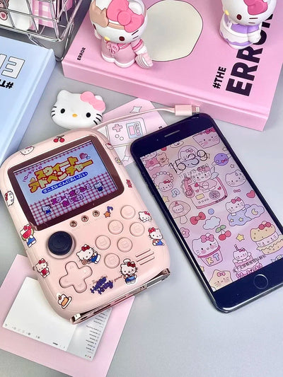 Hello Kitty Power Bank Mini Game Portable Retro Handheld Game Console Soft Light Color Screen Birthday Toys Girls' Gifts