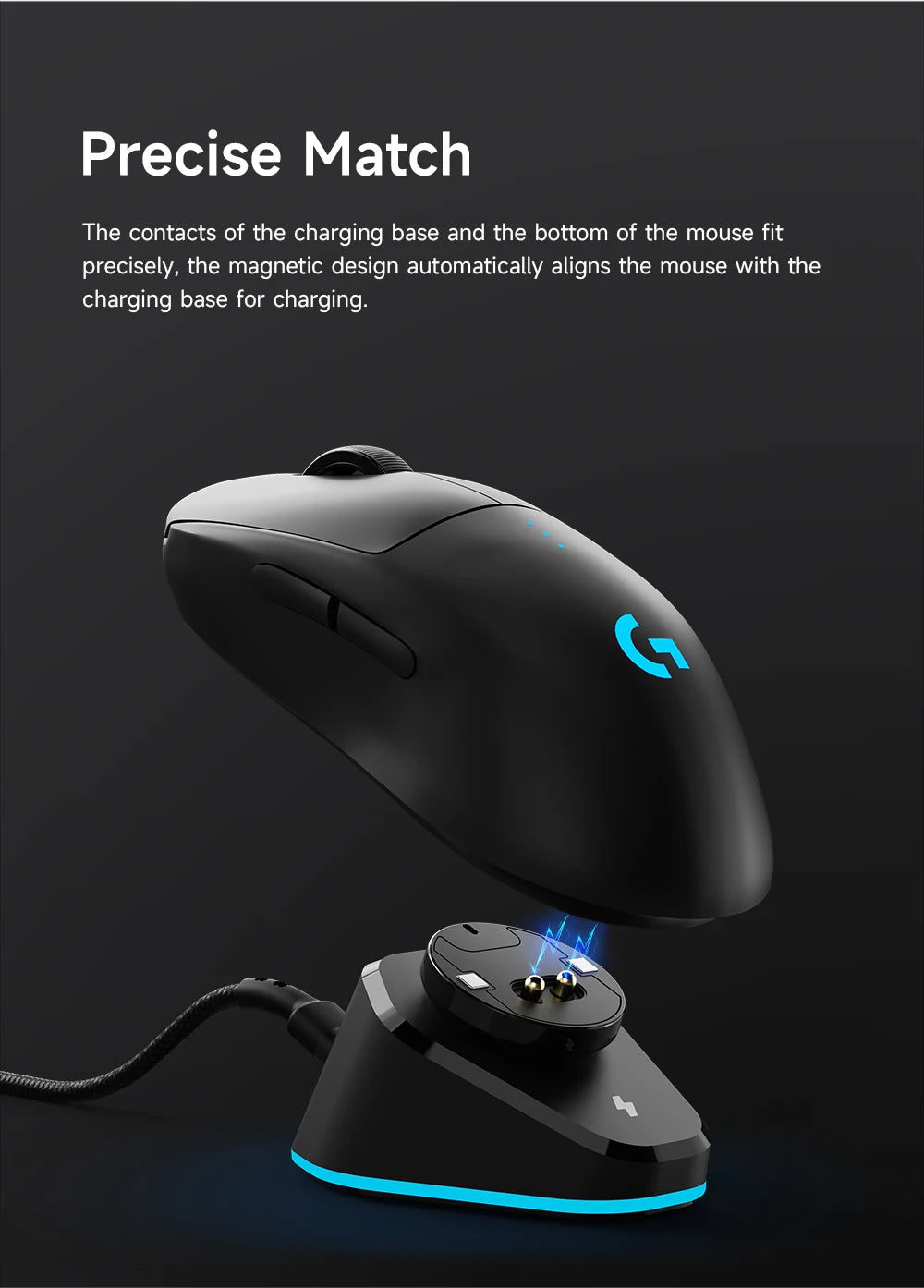 Gaming Mouse Charger For Logitech G PRO Wireless X Superlight 2 DEX G502 X Plus G703 G903 HERO Pro2 Lightspeed Mice Dock Station