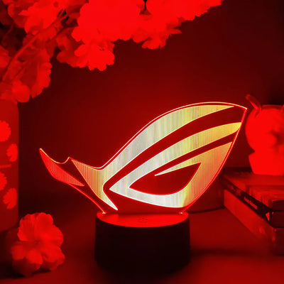 ROG Logo LED Gaming Setup Table Lamp Cool Birthday Gift Republic of Gamers Night Lamp RGB Flashing Desktop Room Decoration