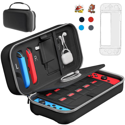 For Switch/OLED Console Compatible Carrying Case Set - Hard Portable Protective Travel Case w/ Clear Case 2in1 Set