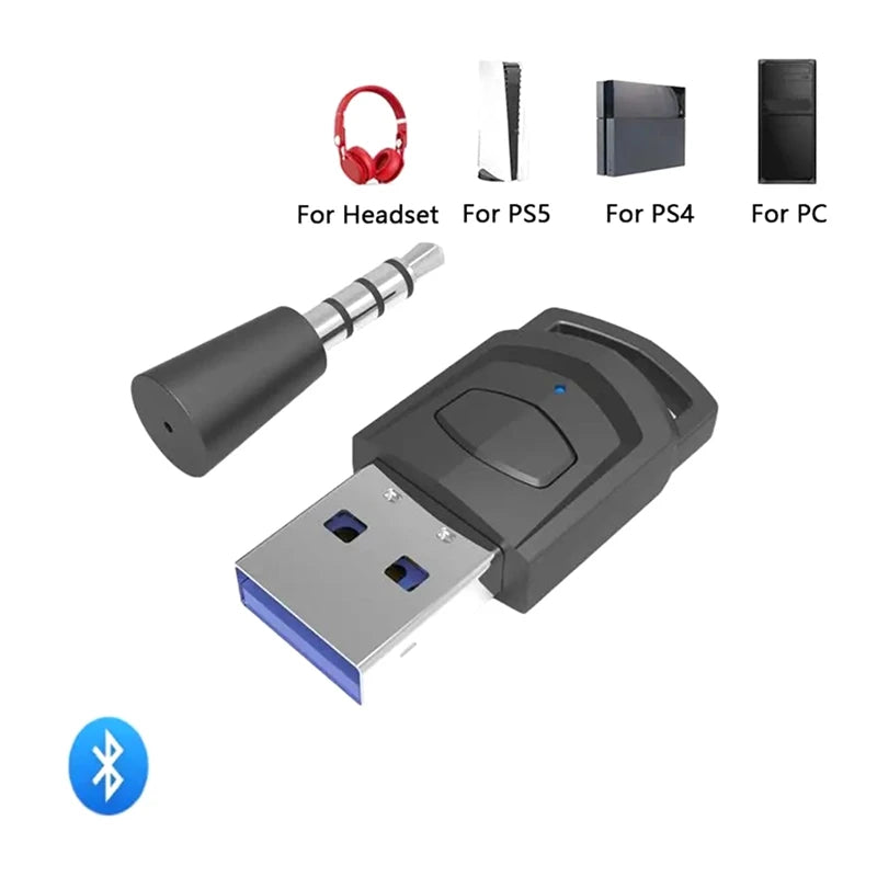 Wireless Gaming Audio Headset Adapter Receiver For PS5 PS4 Game Console Headset Bluetooth 5.0 Audio Transmitter