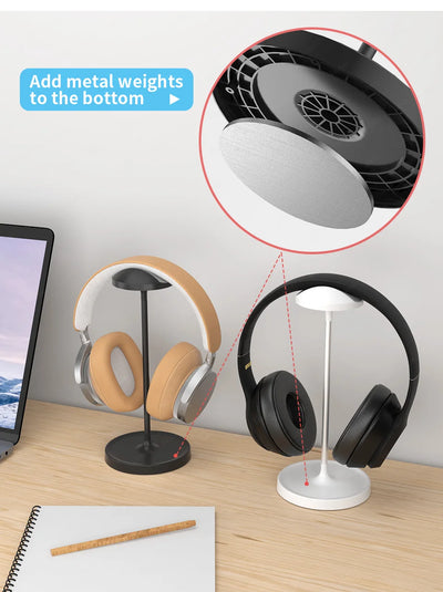 Headphone Stand for Desk Universal Gaming Headset Holder Aluminuim Rod Plastic Stable Base Earphone Stand Black White Support