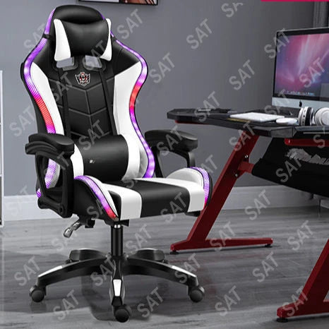 High Quality LED Colorful Lights Silla Gamer Full Massage Pro Gamer Chair Bluetooth Speakers Gaming Chair with Footrest