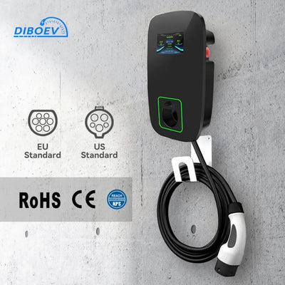 EV Charger 32A 7KW Electric Vehicle Car Charger EVSE Wallbox 11KW 22KW 3Phase Type2 / Type1 Cable IEC62196-2 Socket APP Control