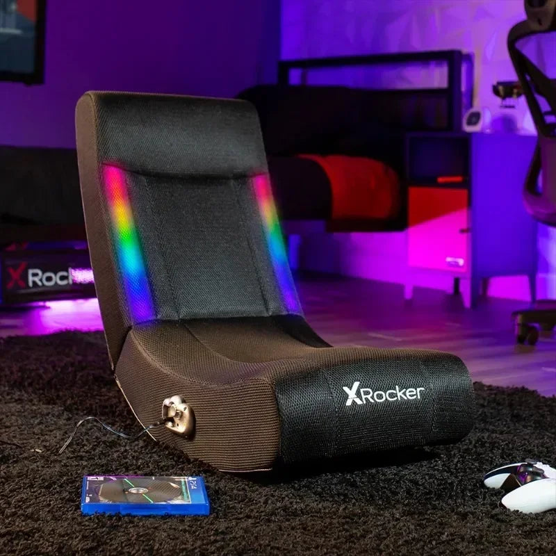 Solo RGB Floor Rocker Gaming Chair, Black Mesh 29.33 in x 14.96 in x 24.21 in