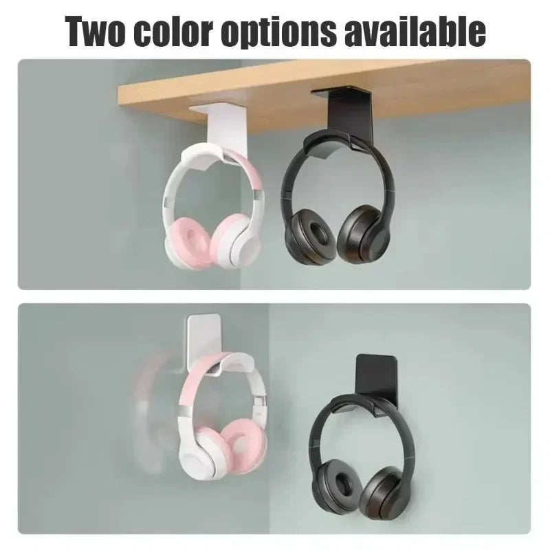 Universal Headphone Stand Adhensive Plastic Wall Mount Hanger Under Desk Headset Rack Holder Support for Gaming Earphone Bracket