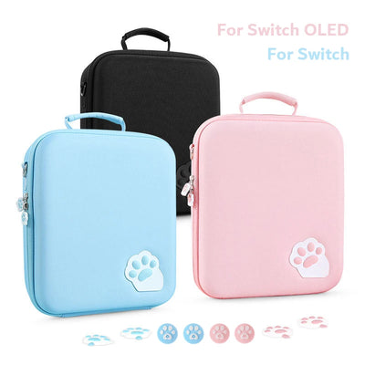 Kawaii Carrying Travel Case for Nintendo Switch/Switch OLED Console Pouch Bag Gaming Accessories with Free Thumbstick Grips