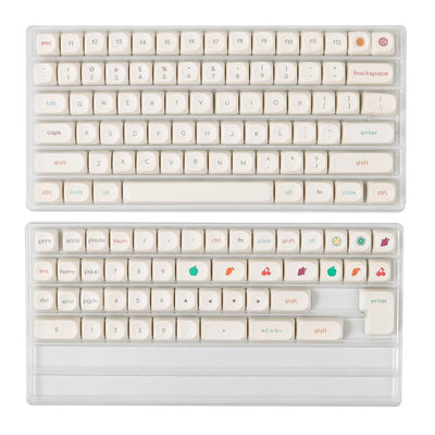 Cute Puppy Cherry Keycap Set PBT 133 Keys Small Letters Pure White for 61/75/87/104/108Keys GMK67 Gaming Mechanical Keyboards