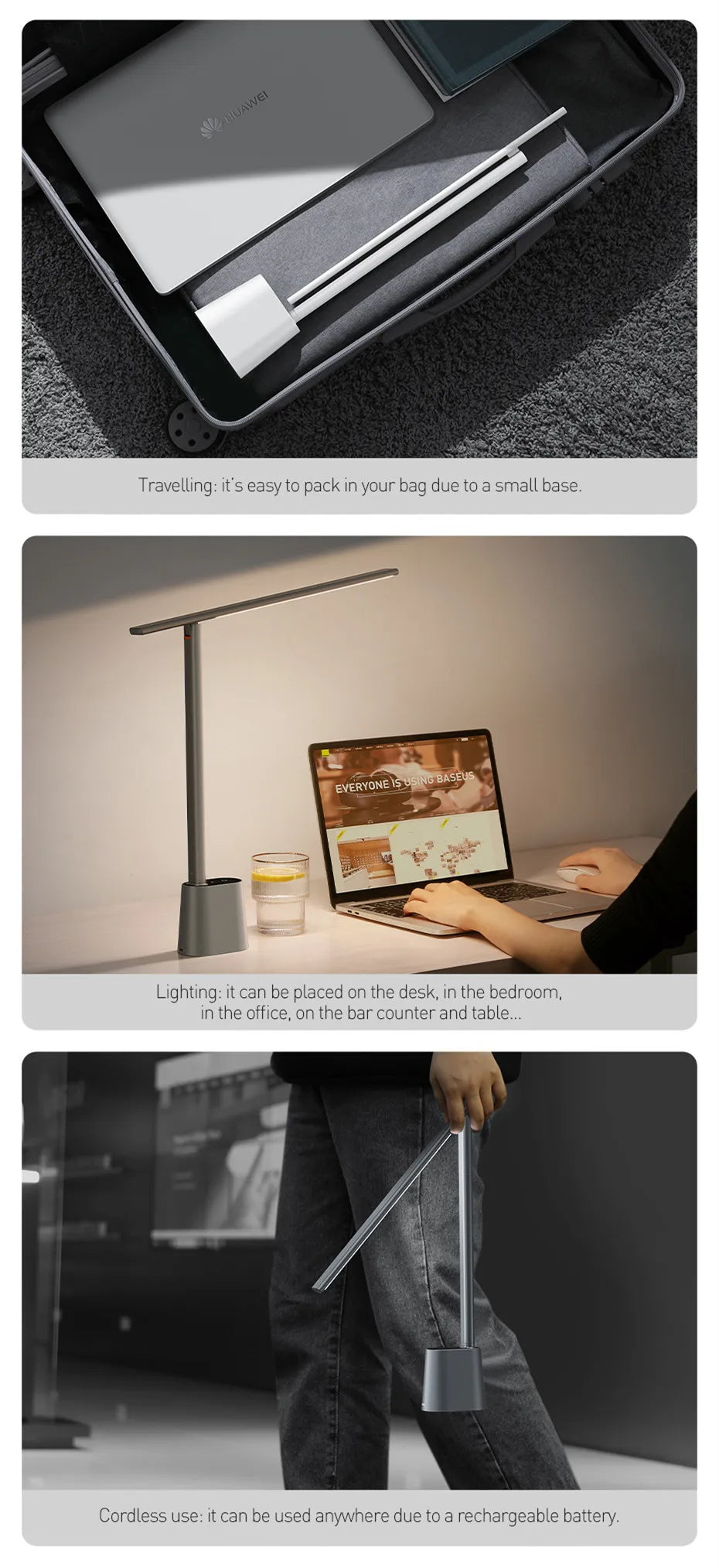 Baseus LED Desk Lamp Eye Protect Study Dimmable Office Light Foldable Table Lamp Smart Adaptive Brightness Bedside Lamp For Read