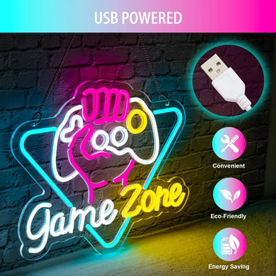 Game Zome Neon Sign LED Wall Decor USB Powered  Acrylic For Gaming Lighting Bedroom Bedside Wall Decor Gamer Party Birthday Gift