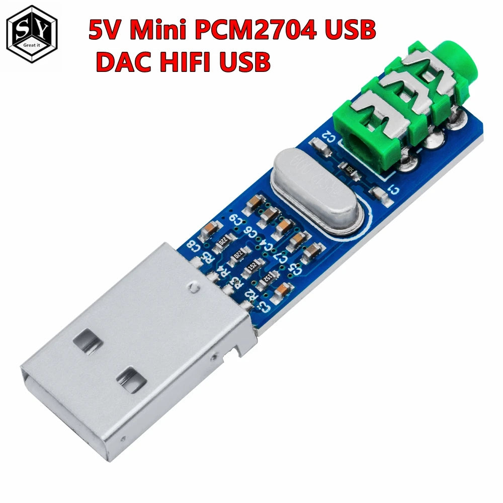 5V Mini PCM2704 USB DAC HIFI USB Sound Card USB Power DAC Decoder Board Module For Arduino Raspberry Pi 16 Bits