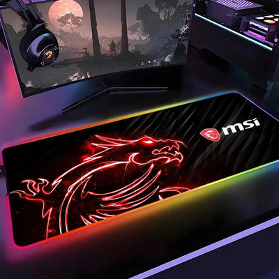 M-MSI Logo Mouse Pad Gamer Rgb Desk Mat Back Light Led Mousepad Setup Gaming Accessories Deskmat Big Mousepad Backlight