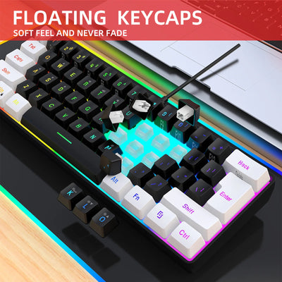 Keyboard and mouse 60% computer gaming combo kit pc Backlit wired keyboards mice kit office combos de promoção Ergonomic teclado