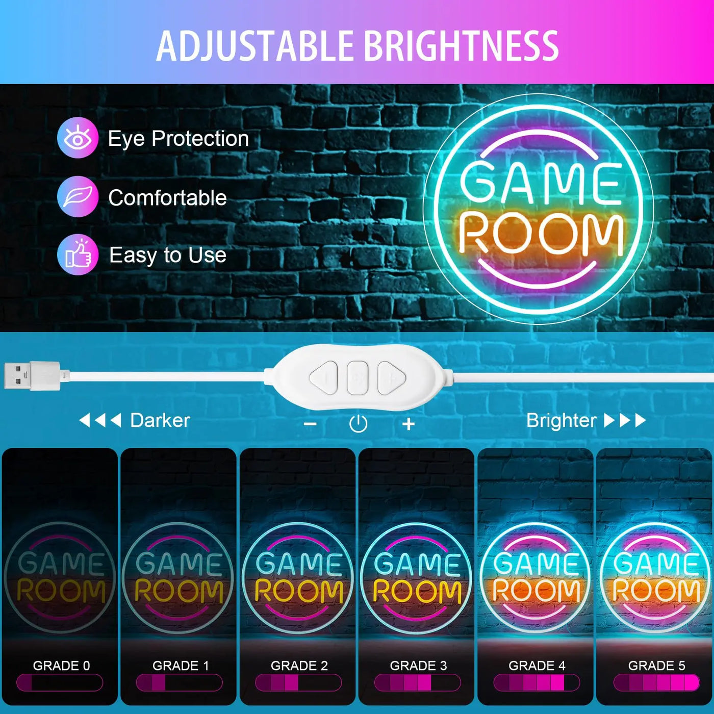 Game Zome Neon Sign LED Wall Decor USB Powered  Acrylic For Gaming Lighting Bedroom Bedside Wall Decor Gamer Party Birthday Gift