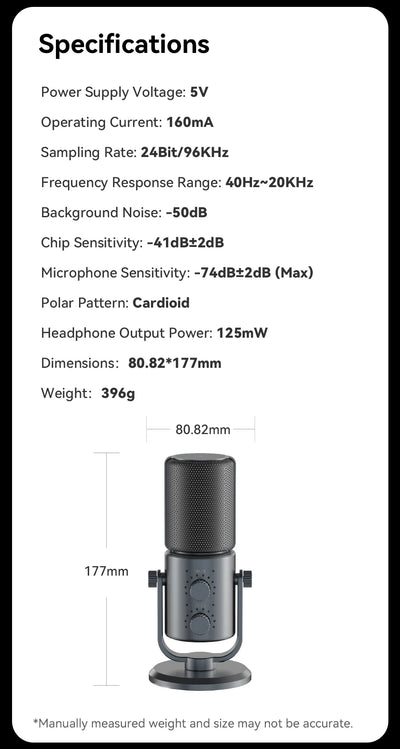 Ulanzi DCM-05 Condenser Microphone Cardioid Polar Pattern for Gaming Podcasting Livestreaming Voice Metting for Phone Cumputer