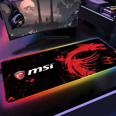 M-MSI Logo Mouse Pad Gamer Rgb Desk Mat Back Light Led Mousepad Setup Gaming Accessories Deskmat Big Mousepad Backlight