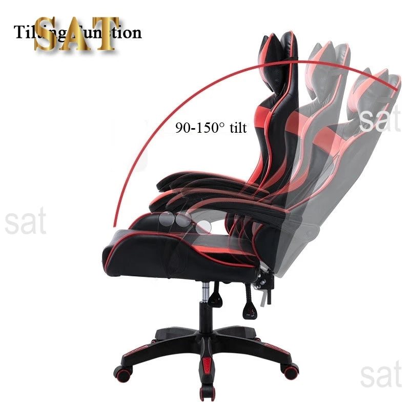 Custom China Black Red Wooden Frame LED PU Leather Office Adult Ergonomic RGB Racing Computer PC Gamer Gaming Chair For Sale